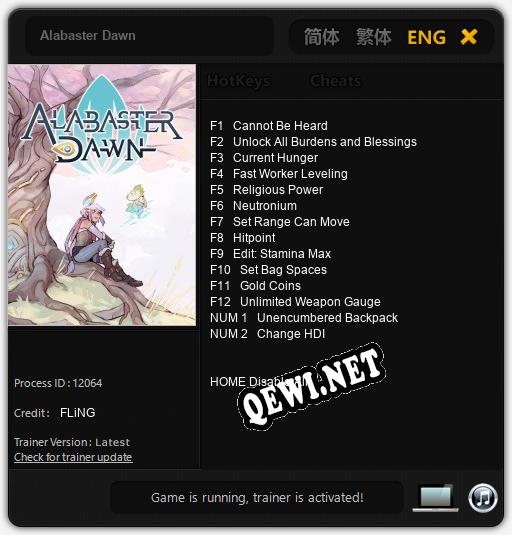 Alabaster Dawn: ТРЕЙНЕР И ЧИТЫ (V1.0.47)