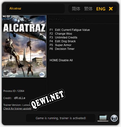 Трейнер для Alcatraz [v1.0.7]
