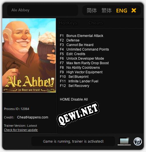 Ale Abbey: ТРЕЙНЕР И ЧИТЫ (V1.0.30)