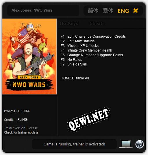 Трейнер для Alex Jones: NWO Wars [v1.0.9]