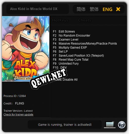 Alex Kidd in Miracle World DX: ТРЕЙНЕР И ЧИТЫ (V1.0.23)