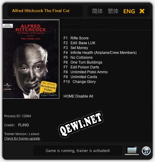 Трейнер для Alfred Hitchcock The Final Cut [v1.0.4]