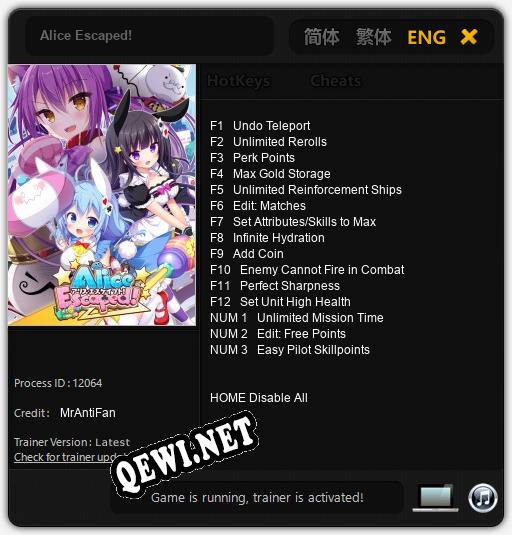 Alice Escaped!: ТРЕЙНЕР И ЧИТЫ (V1.0.58)