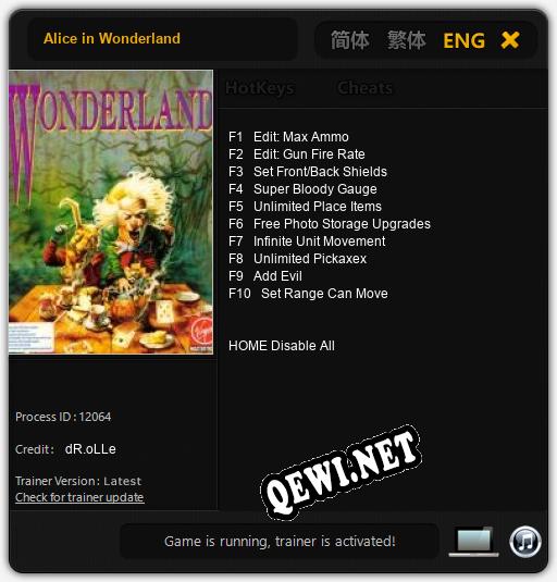 Alice in Wonderland: ТРЕЙНЕР И ЧИТЫ (V1.0.17)