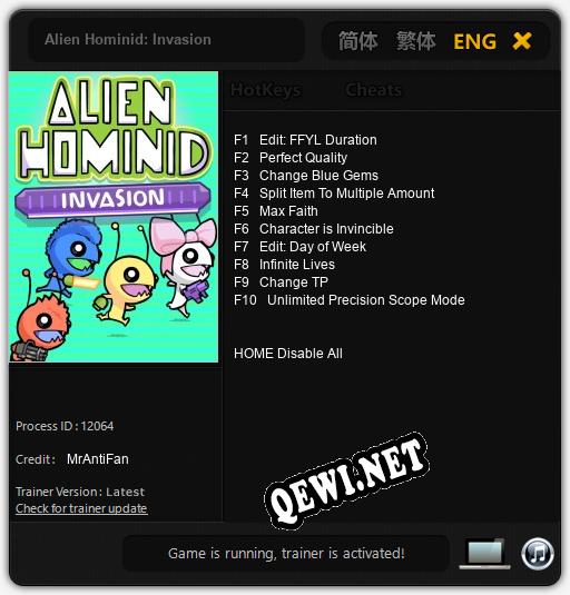 Трейнер для Alien Hominid: Invasion [v1.0.8]