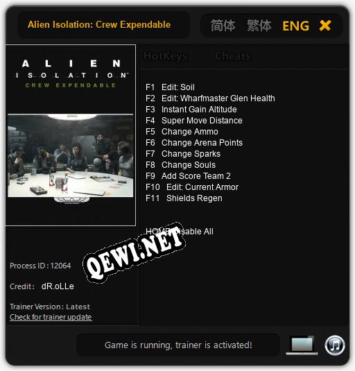 Трейнер для Alien Isolation: Crew Expendable [v1.0.2]