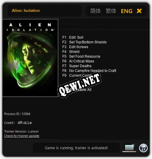 Alien: Isolation: Трейнер +9 [v1.4]