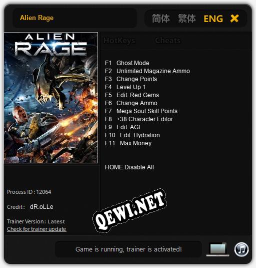 Alien Rage: ТРЕЙНЕР И ЧИТЫ (V1.0.50)