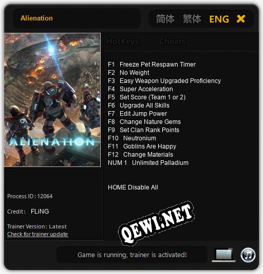 Alienation: ТРЕЙНЕР И ЧИТЫ (V1.0.57)