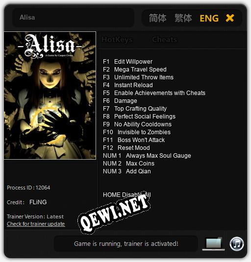 Трейнер для Alisa [v1.0.7]