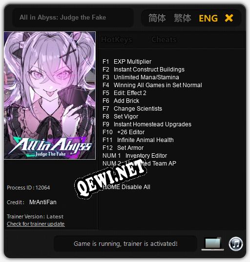 All in Abyss: Judge the Fake: Трейнер +14 [v1.7]