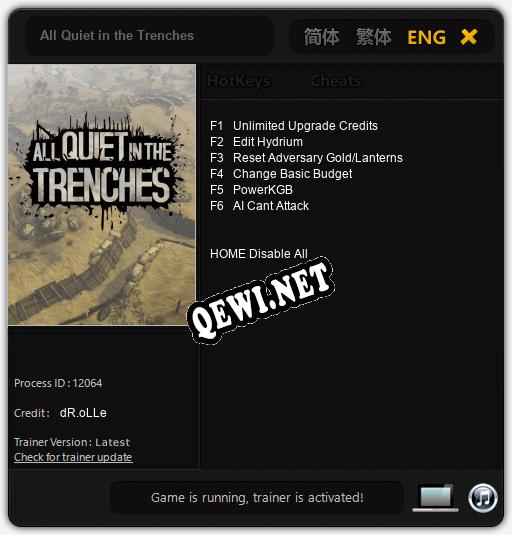 All Quiet in the Trenches: ТРЕЙНЕР И ЧИТЫ (V1.0.68)
