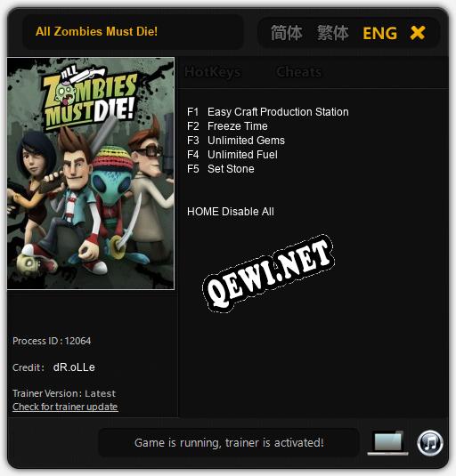 Трейнер для All Zombies Must Die! [v1.0.4]