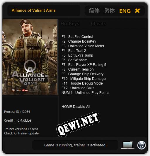 Alliance of Valiant Arms: Трейнер +13 [v1.1]