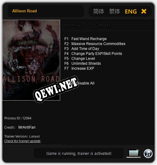 Allison Road: Читы, Трейнер +7 [MrAntiFan]