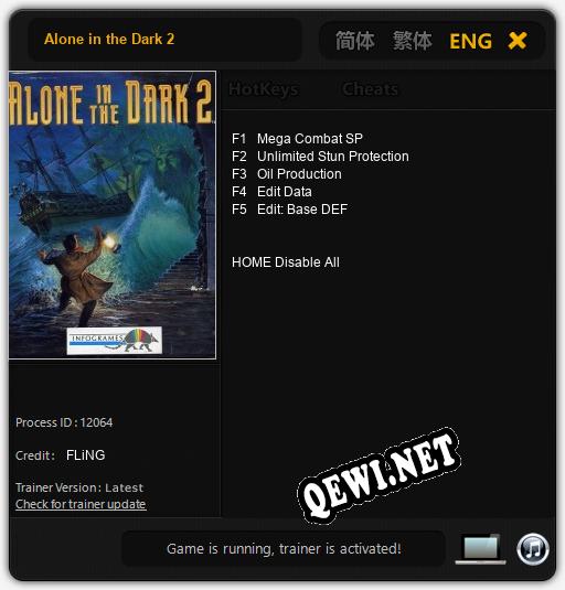 Трейнер для Alone in the Dark 2 [v1.0.1]