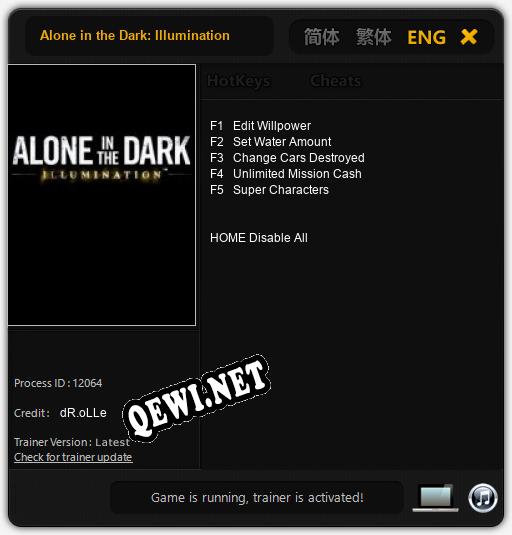 Трейнер для Alone in the Dark: Illumination [v1.0.4]