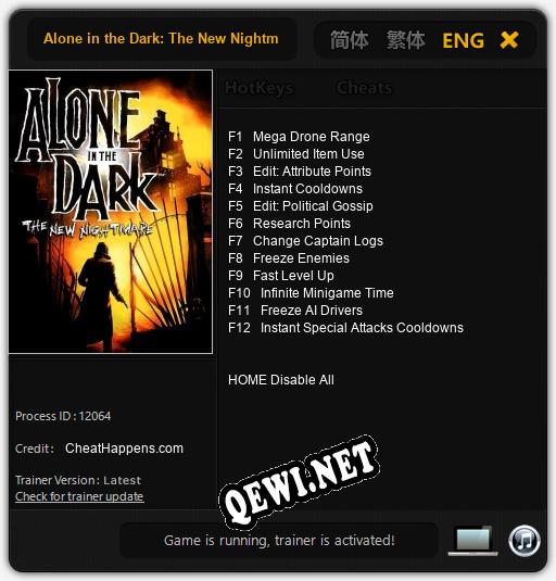 Alone in the Dark: The New Nightmare: Трейнер +12 [v1.4]