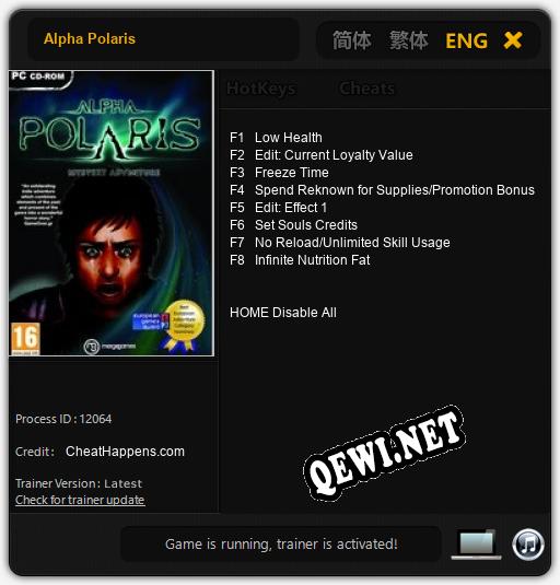 Alpha Polaris: Читы, Трейнер +8 [CheatHappens.com]