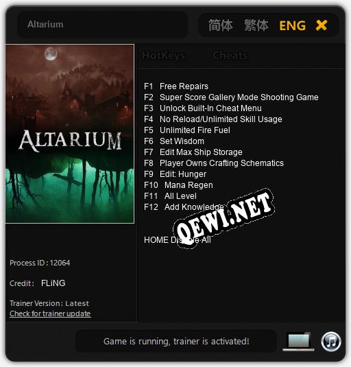Трейнер для Altarium [v1.0.1]