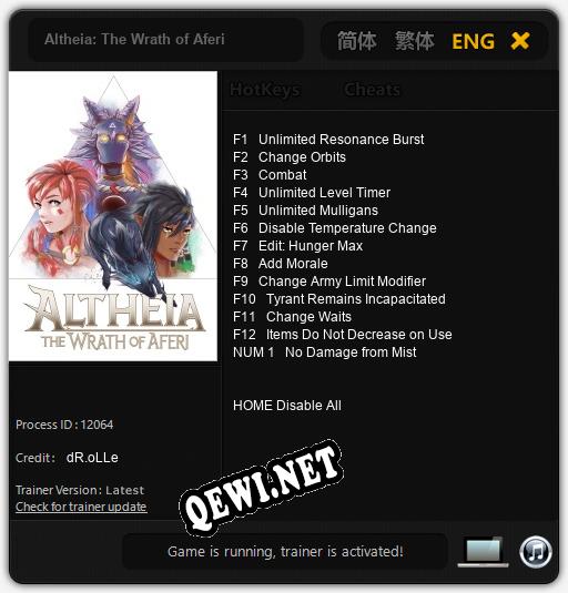 Altheia: The Wrath of Aferi: Читы, Трейнер +13 [dR.oLLe]