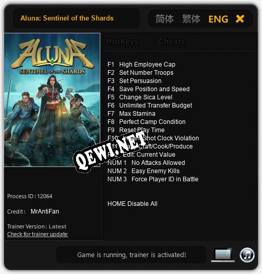 Aluna: Sentinel of the Shards: ТРЕЙНЕР И ЧИТЫ (V1.0.2)
