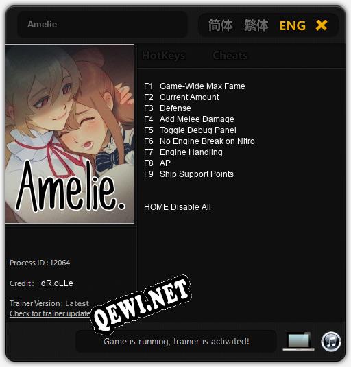 Трейнер для Amelie [v1.0.9]