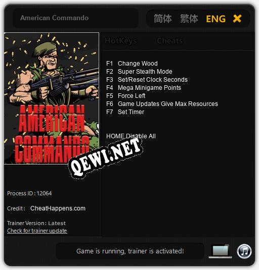 American Commando: Трейнер +7 [v1.5]