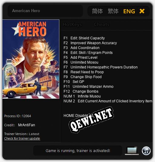 American Hero: Трейнер +14 [v1.4]