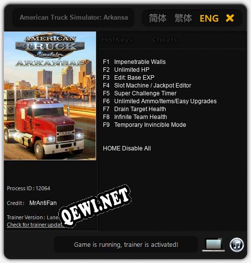 American Truck Simulator: Arkansas: Трейнер +9 [v1.6]