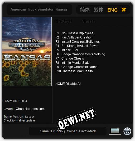 American Truck Simulator: Kansas: Читы, Трейнер +10 [CheatHappens.com]