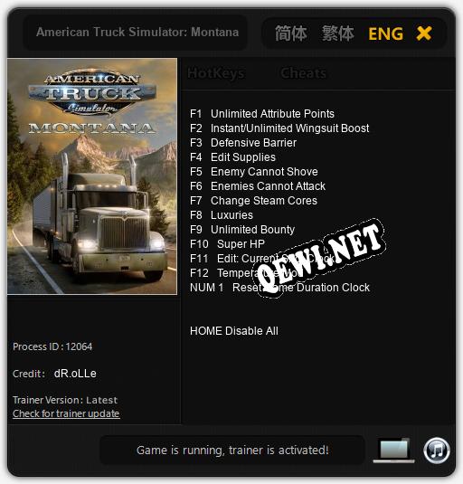 American Truck Simulator: Montana: ТРЕЙНЕР И ЧИТЫ (V1.0.68)