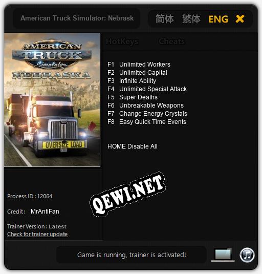 American Truck Simulator: Nebraska: Трейнер +8 [v1.2]