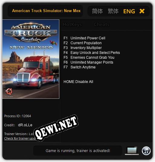 American Truck Simulator: New Mexico: Трейнер +7 [v1.8]