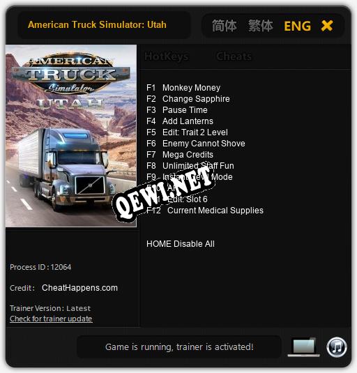 Трейнер для American Truck Simulator: Utah [v1.0.9]