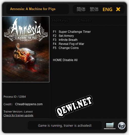 Amnesia: A Machine for Pigs: Трейнер +5 [v1.2]