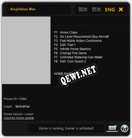 Трейнер для Amphibian Man [v1.0.9]