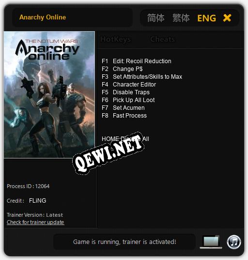 Anarchy Online: Читы, Трейнер +8 [FLiNG]