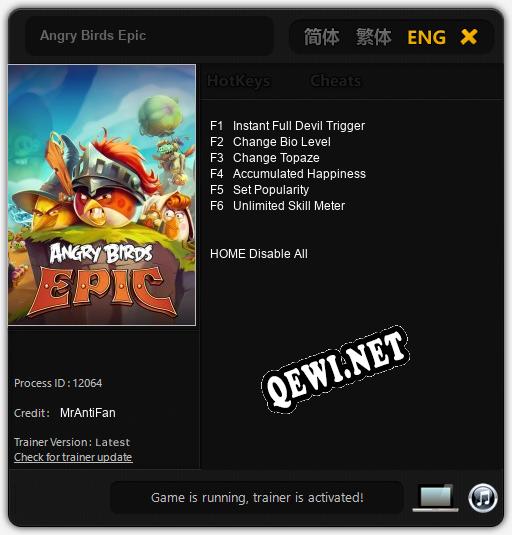 Angry Birds Epic: Трейнер +6 [v1.3]