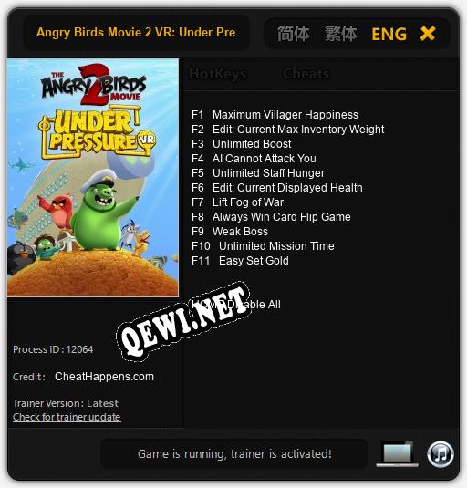 Angry Birds Movie 2 VR: Under Pressure: Читы, Трейнер +11 [CheatHappens.com]