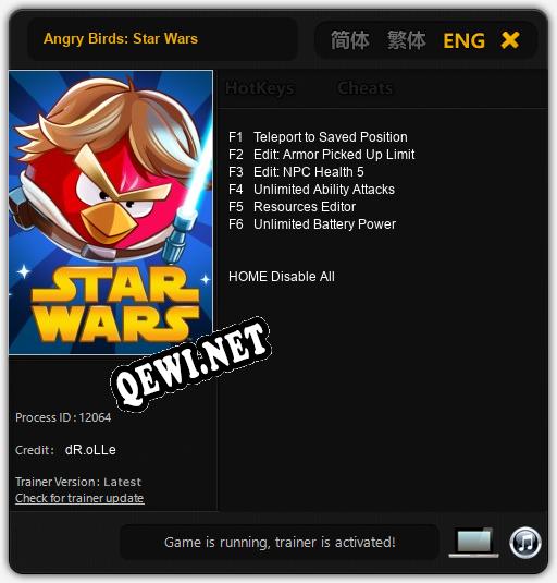 Angry Birds: Star Wars: Трейнер +12 [v1.3]