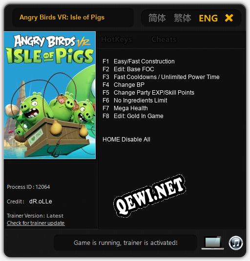 Angry Birds VR: Isle of Pigs: Читы, Трейнер +8 [dR.oLLe]