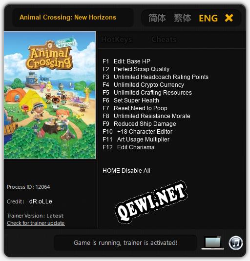 Animal Crossing: New Horizons: Трейнер +8 [v1.4]
