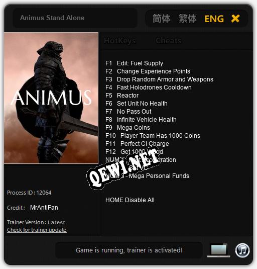 Animus Stand Alone: Трейнер +15 [v1.7]