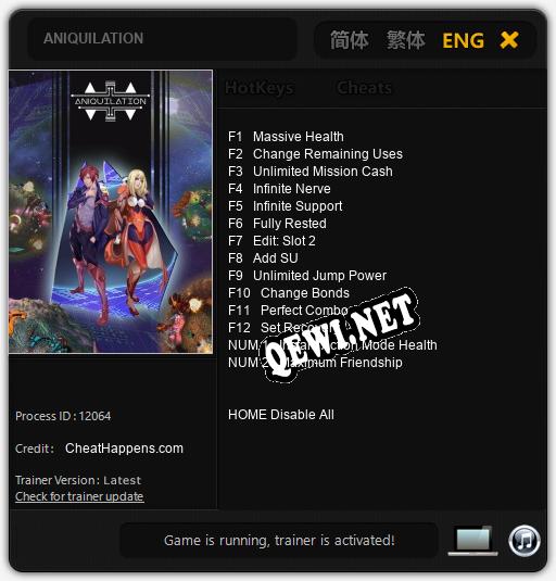 Трейнер для ANIQUILATION [v1.0.6]