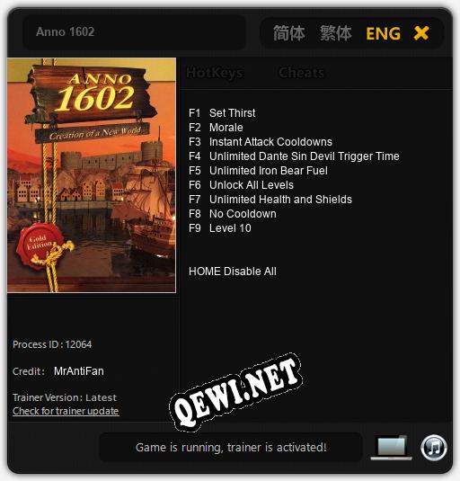 Трейнер для Anno 1602 [v1.0.3]