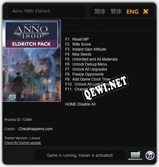 Трейнер для Anno 1800: Eldritch [v1.0.1]