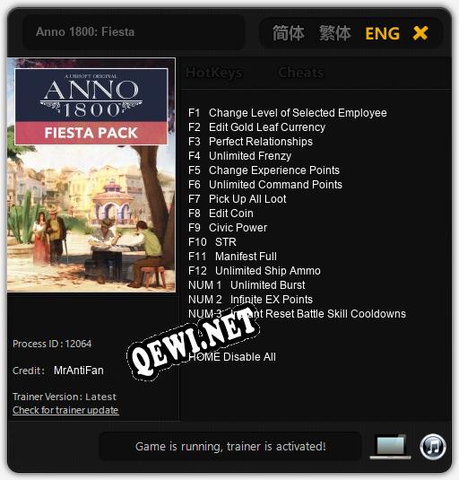 Anno 1800: Fiesta: Читы, Трейнер +15 [MrAntiFan]