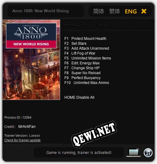 Трейнер для Anno 1800: New World Rising [v1.0.9]