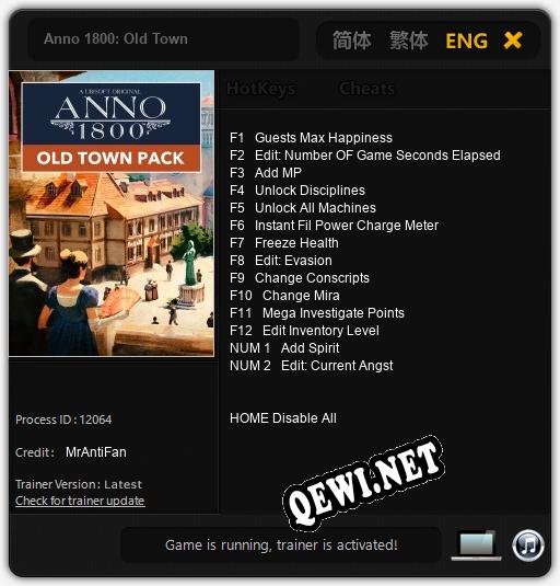 Трейнер для Anno 1800: Old Town [v1.0.7]